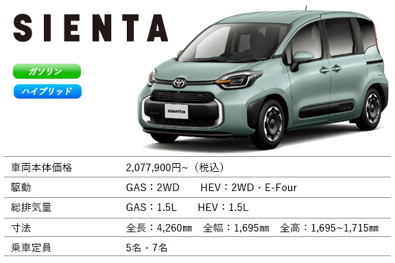 シエンタ 奈良で試乗・購入するなら | トヨタユナイテッド奈良【公式